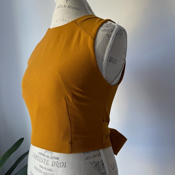 3/22 🧡 Yellow mustard tie bow cami top - Picture 2 of 5